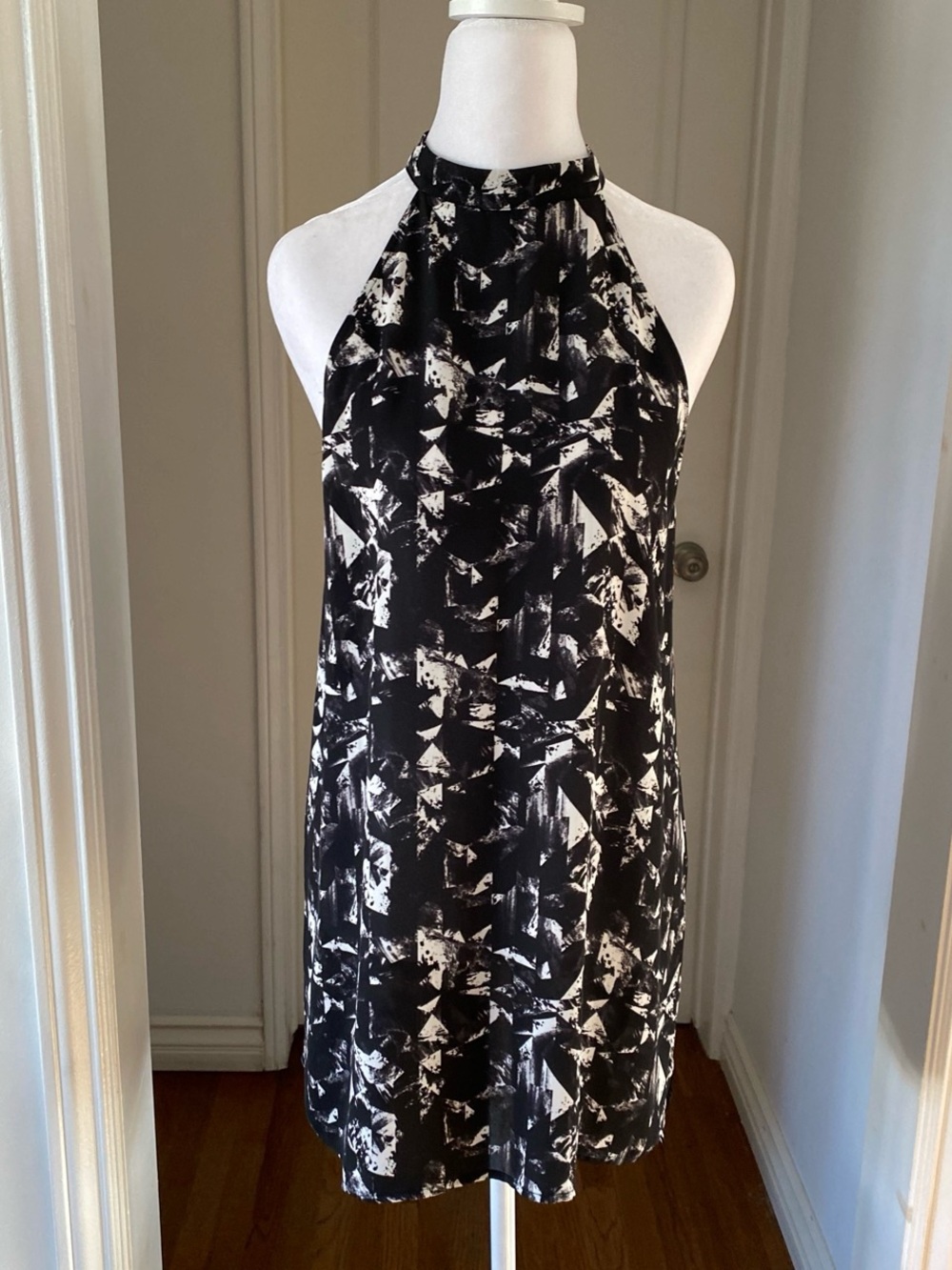 Vaneli Black and White Halter Tank Top